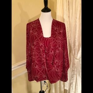 Alfani Red Faux Wrap Blouse NWOT